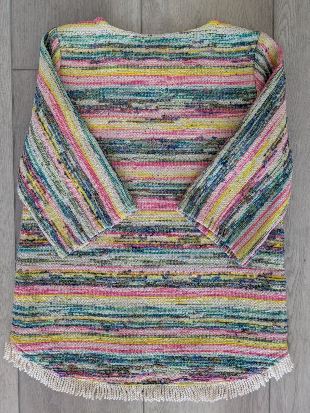 Anthropologie PEPIN Fringe Tweed Tunic ¾ Sleeve XS Made in NYC USA